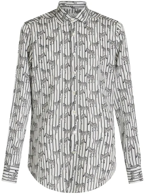 ETRO zebra-print long-sleeved shirt White 114514764