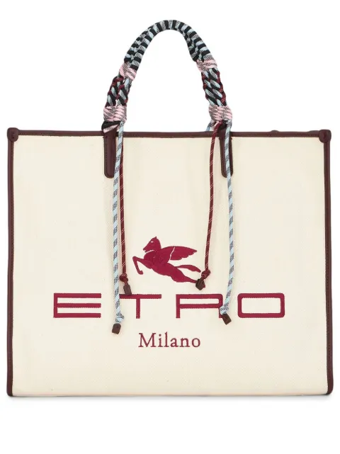 ETRO logo-embroidered tote bag Neutrals 1N0097090