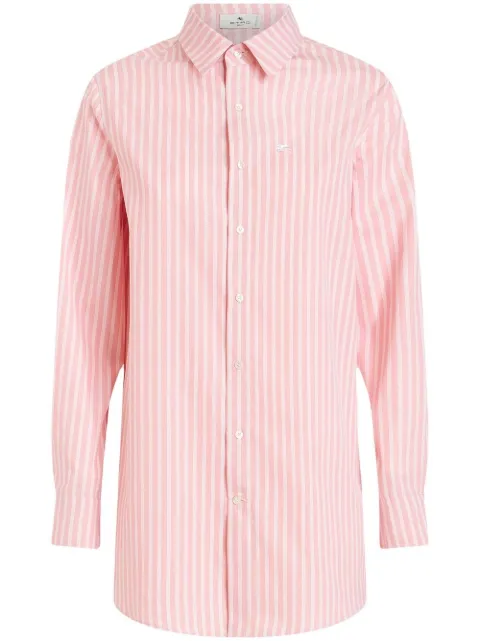ETRO embroidered-logo striped shirt Pink 124006803