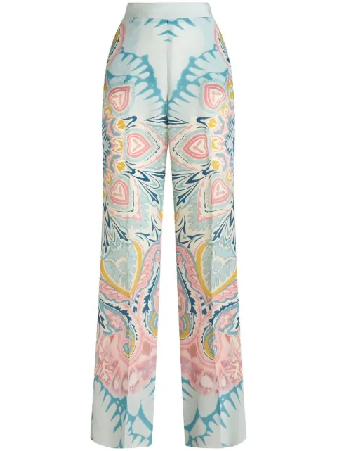 ETRO paisley-print satin-finish trousers Blue 192074490