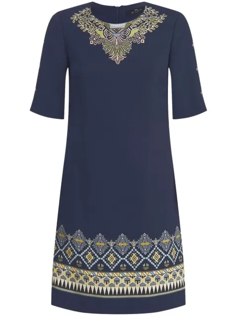 ETRO embroidered-design short-sleeve dress Blue 123484606