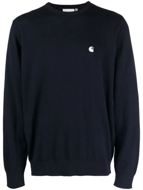 Carhartt WIP logo-print crew neck sweatshirt Blue I030841
