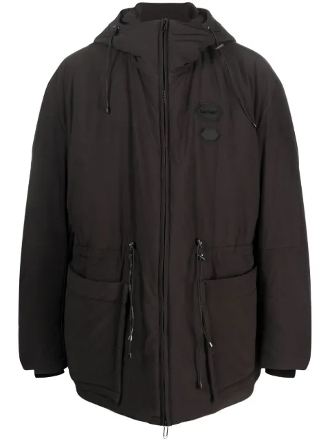 Off-White logo-patch padded jacket Black OMED056F22FAB0011000