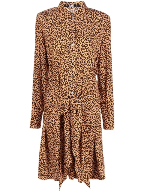 Karl Lagerfeld leopard-print tie-waist shirtdress Orange 231W1303Q42