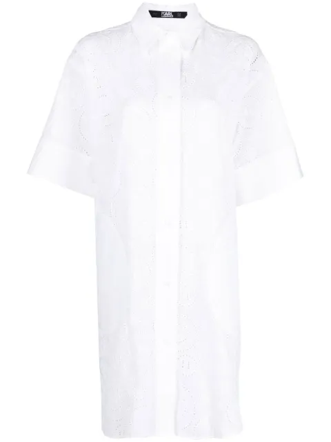 Karl Lagerfeld broderie anglaise mini shirtdress White 231W1302100