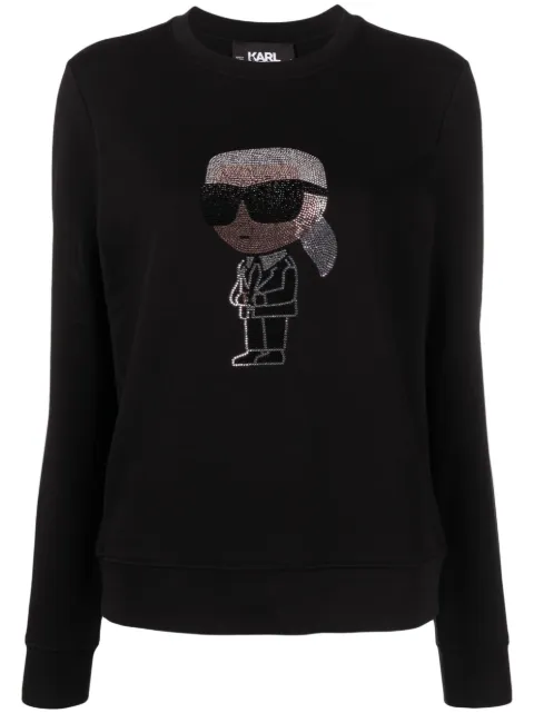 Karl Lagerfeld Ikon 2.0 embellished cotton sweatshirt Black 230W1870999