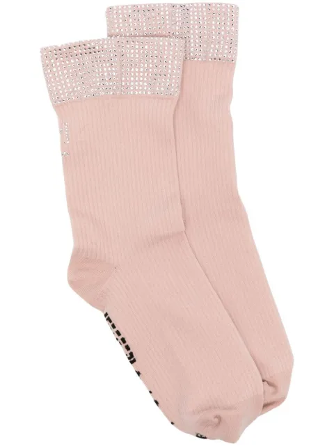 Wolford x Sergio Rossi crystal-studded socks Pink 45050