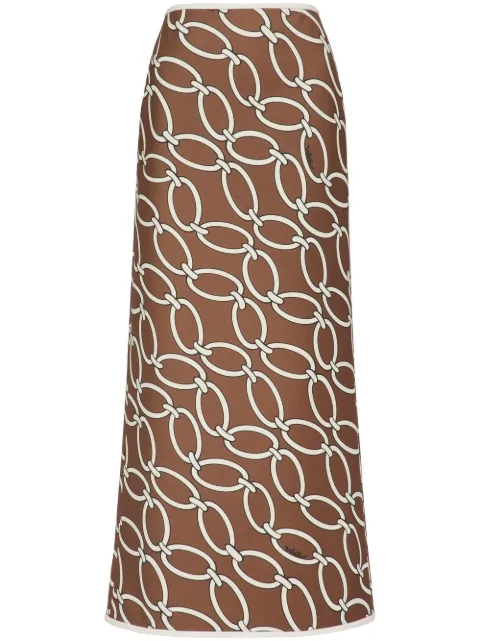 Valentino Garavani chain-link print virgin wool skirt Brown BRA9A87N5