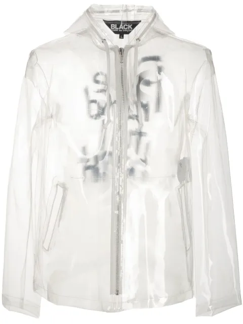 Black Comme Des Garçons slogan-print transparent jacket Neutrals 1JJ024052