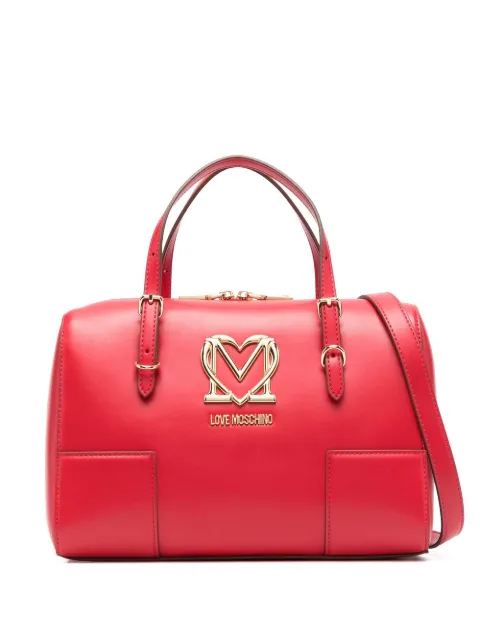 Love Moschino logo-plaque leather tote bag Red JC4407PP0FKQ0