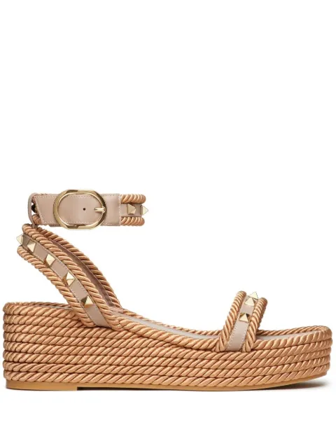 Valentino Garavani Rockstud flatform sandals in calfskin 45mm Neutrals WS0GI3BAE