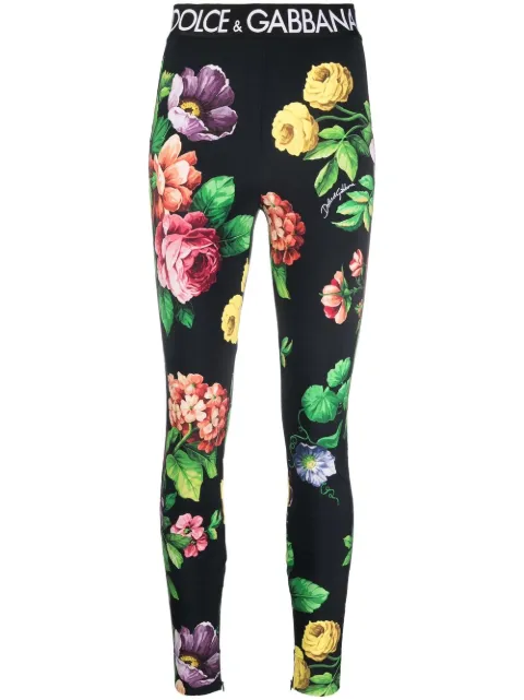 Dolce & Gabbana floral-print leggings Black FTCNATGDA2R