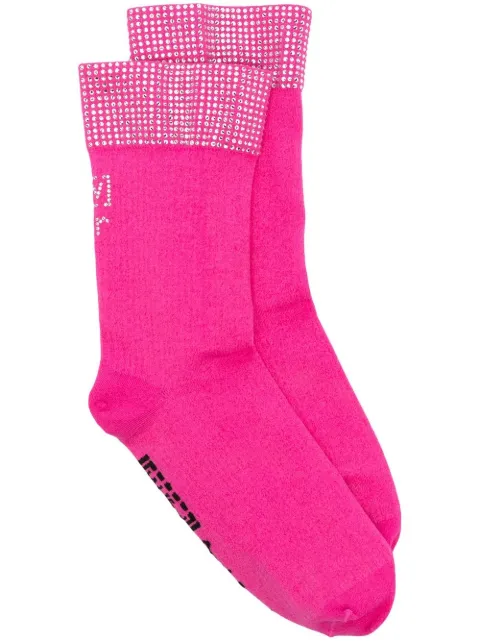 Wolford x Sergio Rossi crystal-studded socks Pink 45050