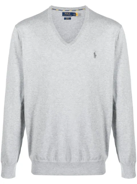 Polo Ralph Lauren embroidered-pony knit jumper Grey 710670789002