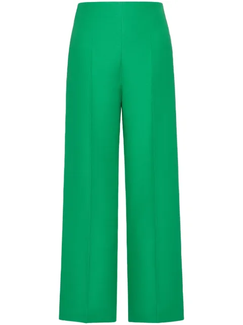 Valentino Garavani wide-leg wool-silk trousers Green BRB5B81CF