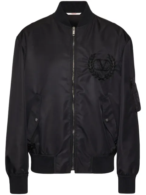 Valentino Garavani sequin-embellished zip-up bomber jacket Black VCIF1692Q