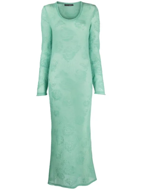 Marco Rambaldi rose-appliqué knitted maxi dress Green KN118ABT