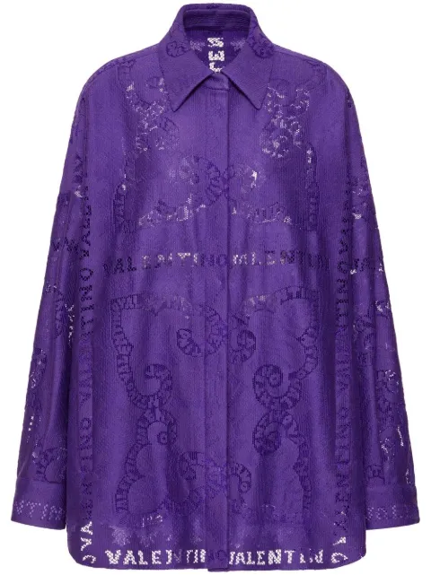 Valentino Garavani cut-out lace shirt minidress Purple BCI0R17M9