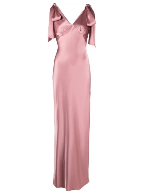V:PM ATELIER bow-detail V-neck gown Pink WS9R