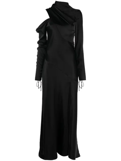 V:PM ATELIER satin-finish drape-detail gown Black WS4B