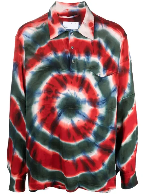 4SDESIGNS tie-dye swirl-print shirt Red HHF22130089899