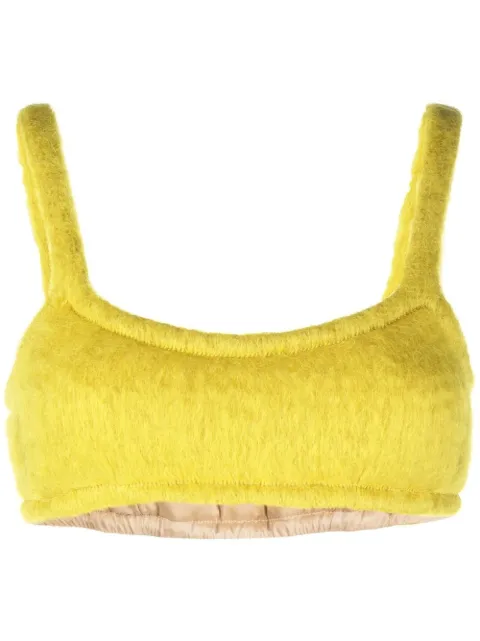 Veronique Leroy brushed mohair-blend bralette Yellow MOHKBRA014