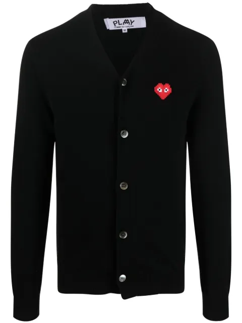 Comme Des Garçons Play logo-patch fine-knit cardigan Black P1N084