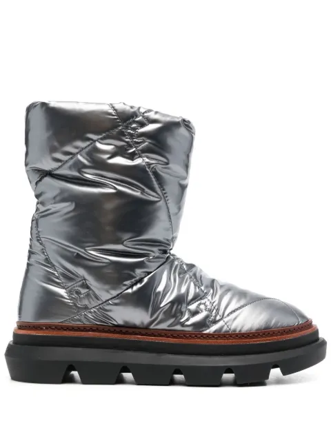 Tory Burch metallic-finish quilted boots Silver 141106