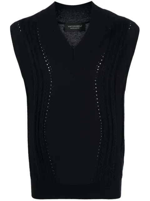 Viktor & Rolf V-neck cable-knit sleeveless sweater Blue MK0653117323