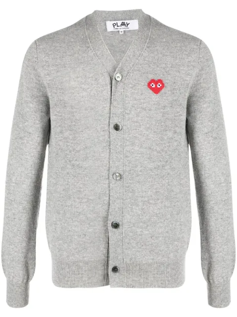Comme Des Garçons Play logo-patch fine-knit cardigan Grey P1N084