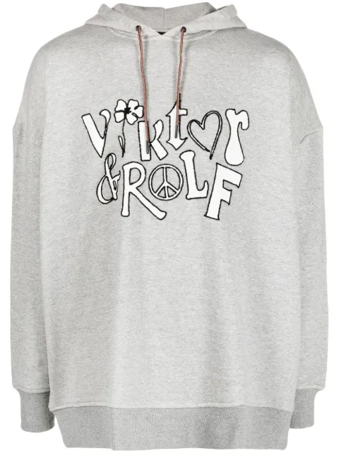 Viktor & Rolf logo-print cotton hoodie Grey MJ151