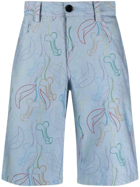 Viktor & Rolf Viktor & Rolf 5-Pocket Printed Cotton Shorts Blue MB065
