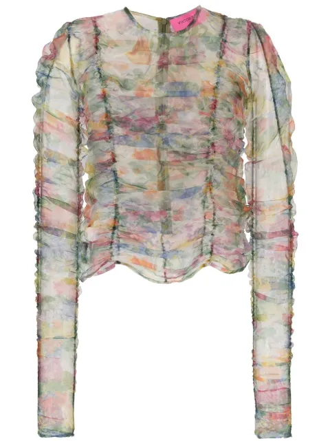 Viktor & Rolf floral-print sheer blouse Green TT039