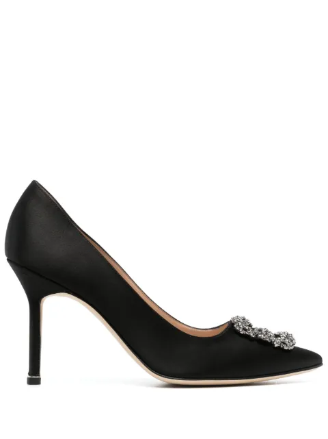 Manolo Blahnik Manolo 90mm Hangisi Pumps Black 9XX0663