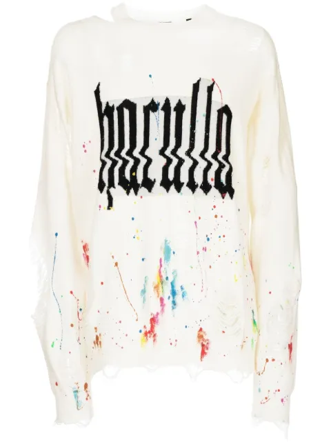 Haculla Glitched logo-print ripped sweatshirt White HA02BCSK02
