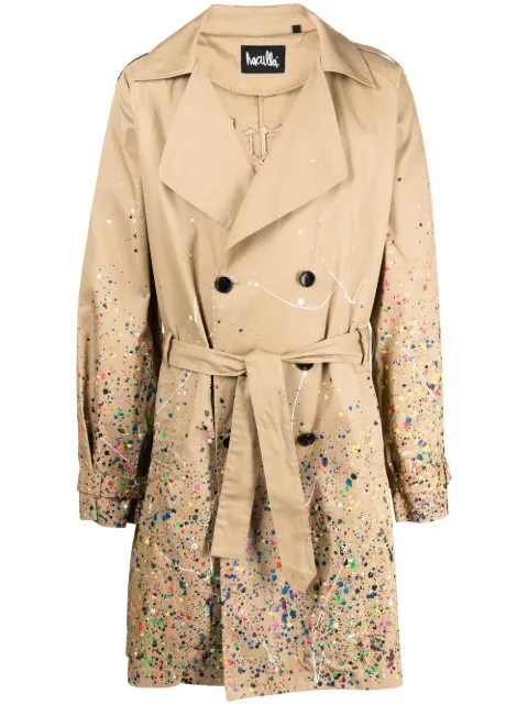 Haculla paint splatter trench coat Brown HA02BCX01