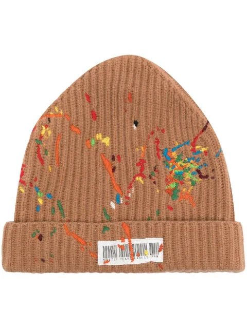 Mostly Heard Rarely Seen barcode-print embroidered beanie Brown MH02BCH07