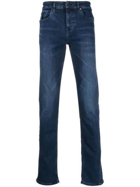 BOSS mid-wash logo-patch jeans Blue 50484263
