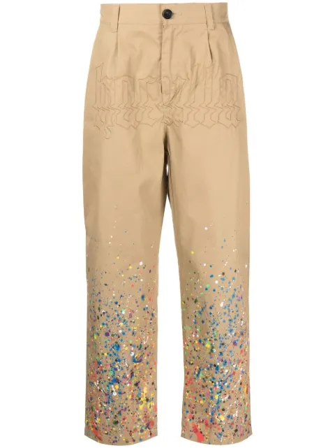Haculla cotton paint-splatter trousers Brown HA02BCB01