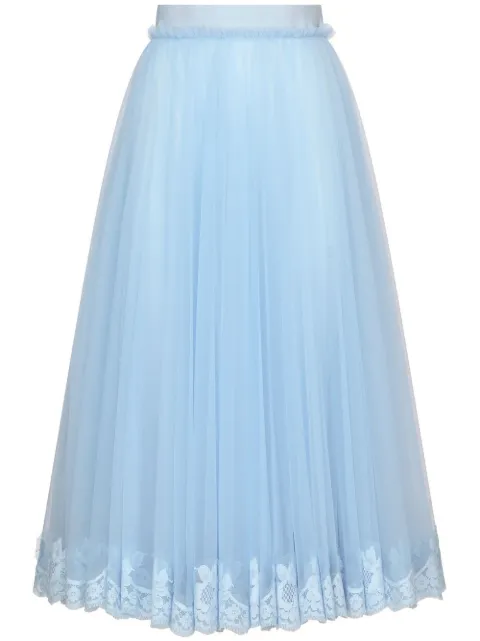Dolce & Gabbana lace-trim flared midi skirt Blue I4L17WFLSH4