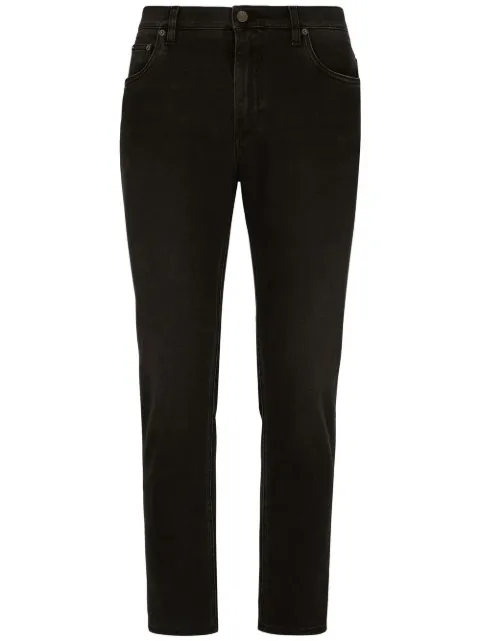 Dolce & Gabbana logo-appliqué tapered-leg jeans Black GYJDADG8HW4