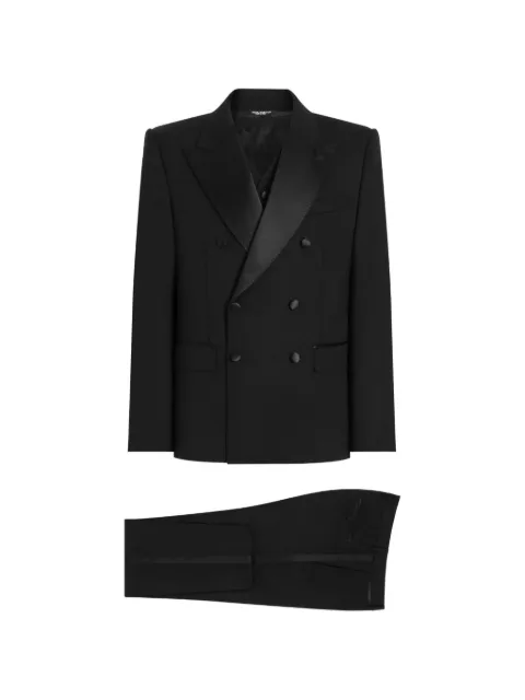 Dolce & Gabbana Sicilia-fit double-breasted three-piece suit Black GKPVMTFUBE7