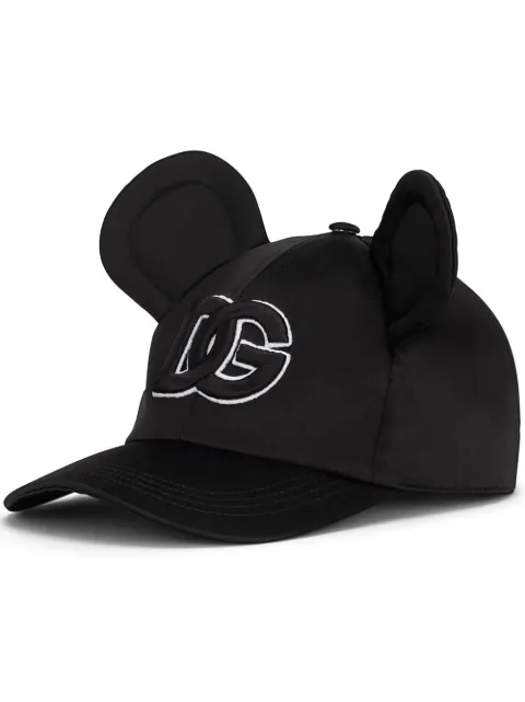 Dolce & Gabbana velvet animal-ears baseball cap Black GH838ZFUM86