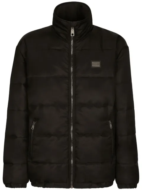 Dolce & Gabbana logo-tag high-neck padded jacket Black G9ZY3TFUSXVN0000