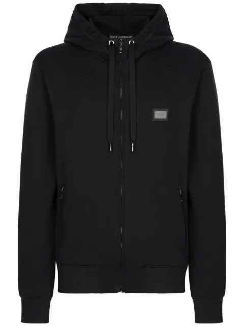 Dolce & Gabbana logo-tag zip-up hoodie Blue G9ABITG7F2G
