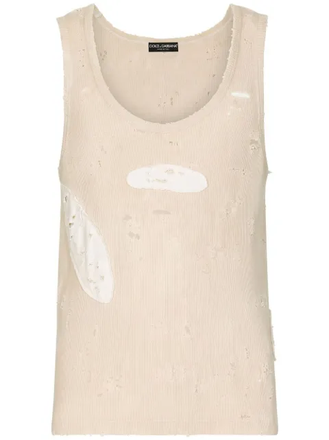 Dolce & Gabbana ribbed ripped vest Neutrals G8QF5TG7H4V