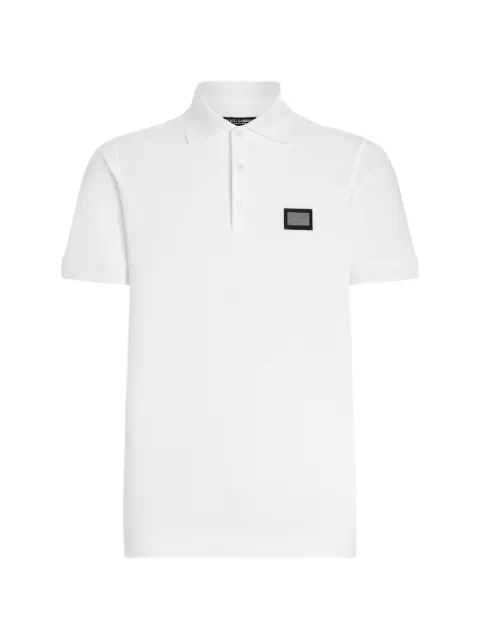 Dolce & Gabbana logo-tag piqué polo shirt White G8PL4TG7F2H