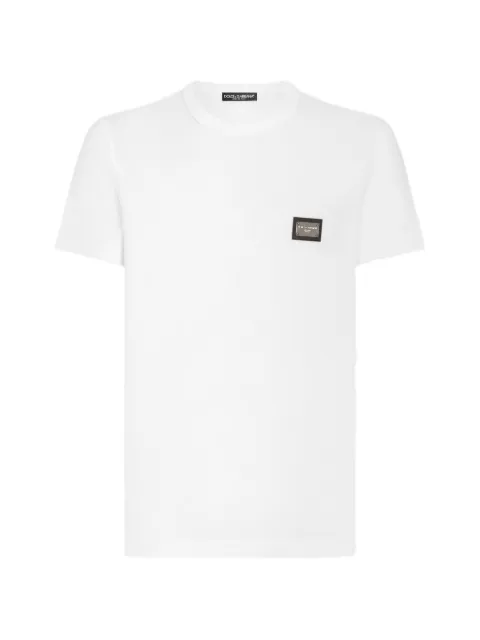 Dolce & Gabbana Cotton T-shirt with branded tag White G8PT1TG7F2I
