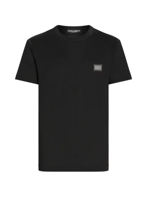 Dolce & Gabbana logo-plaque cotton T-shirt Black G8PT1TG7F2I