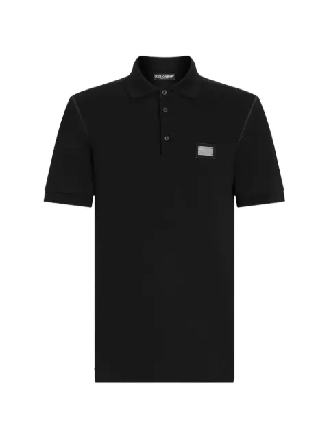 Dolce & Gabbana logo-tag piqué polo shirt Black G8PL4TG7F2H